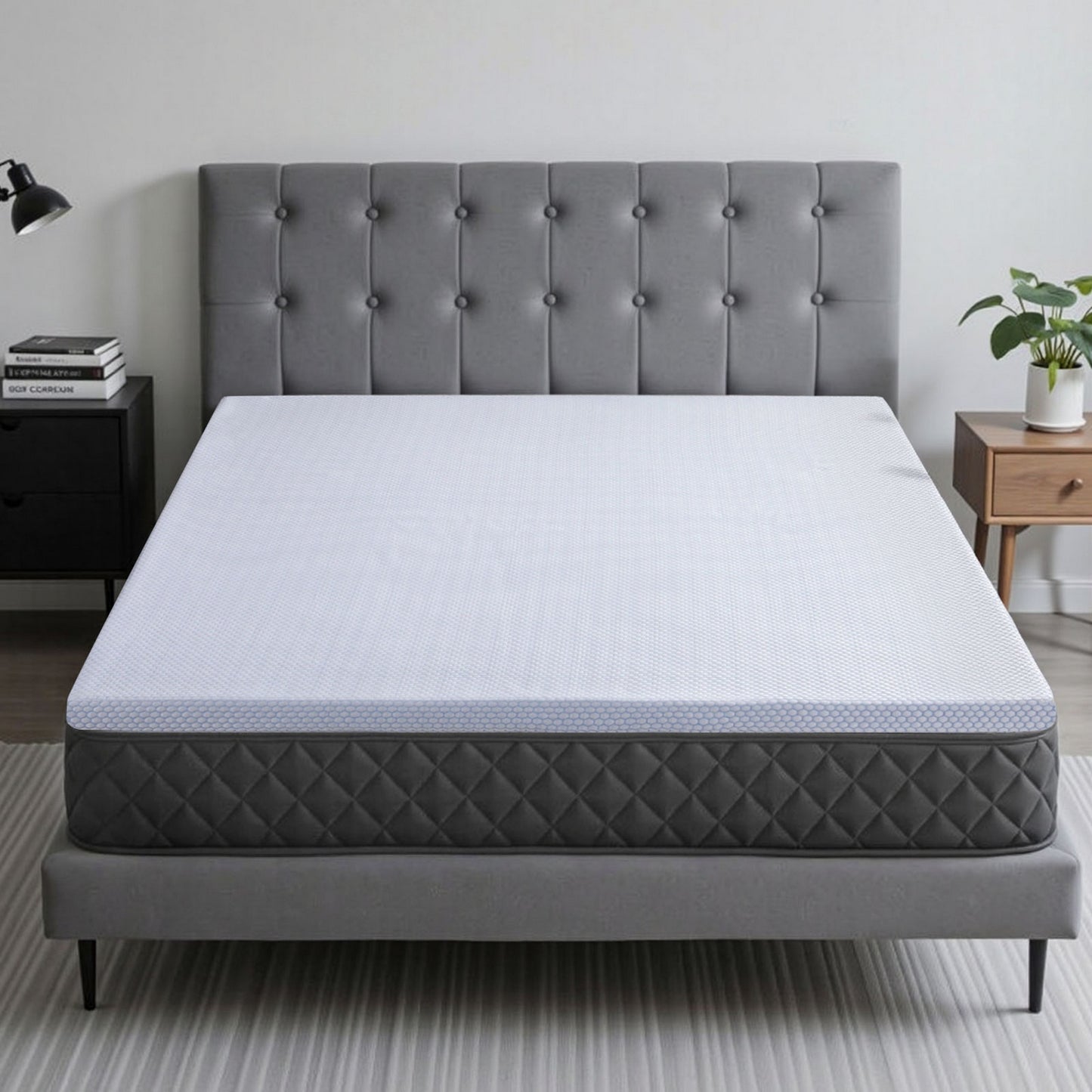 Giselle Bedding Latex Topper 100% Natural Latex Toppers 7-zone w/ Ice Silk Cool-touch Fabric Cooling Cover Queen 5cm