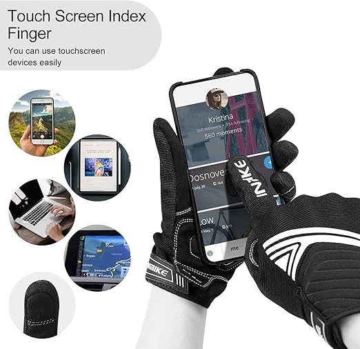 Breathable Mesh Motorcycle Gloves Touchscreen with TPR Palm Pad Hard Knuckle-White-XLarge