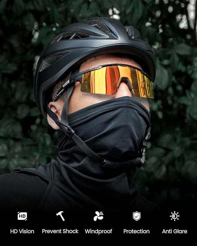 OutdoorMaster Hawk II Polarized Sports Sunglasses for Men Women, TAC 100% UV400 Protection TR90 Frame Cycling Sunglasses, Baseball Running Fishing Golf Glasses-Black Frame+revo Blue Cat.3,Adult