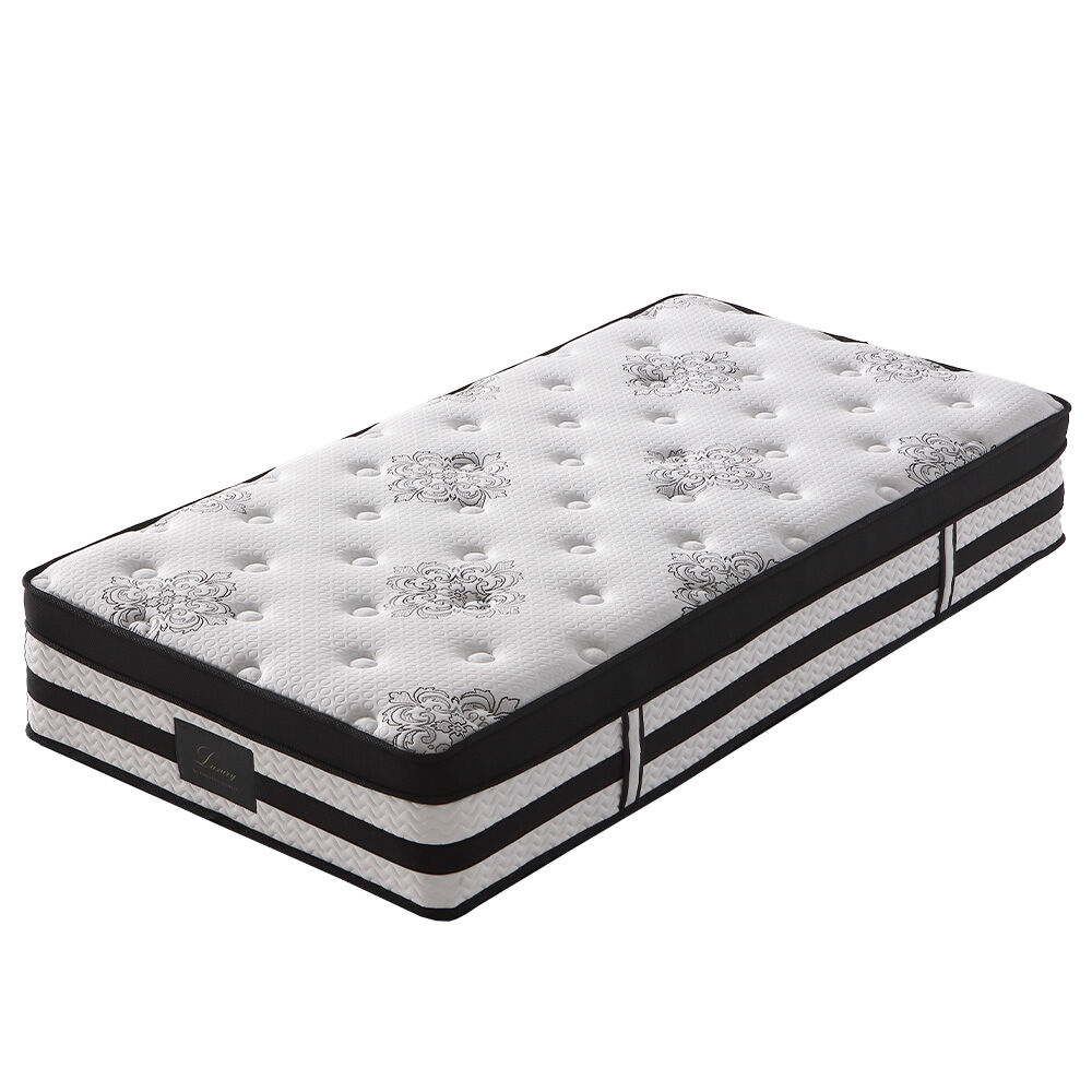 KINGSTON SLUMBER Luxury 34cm Single Mattress, Medium-Firm, Euro Top, 5-Zone Pocket Spring