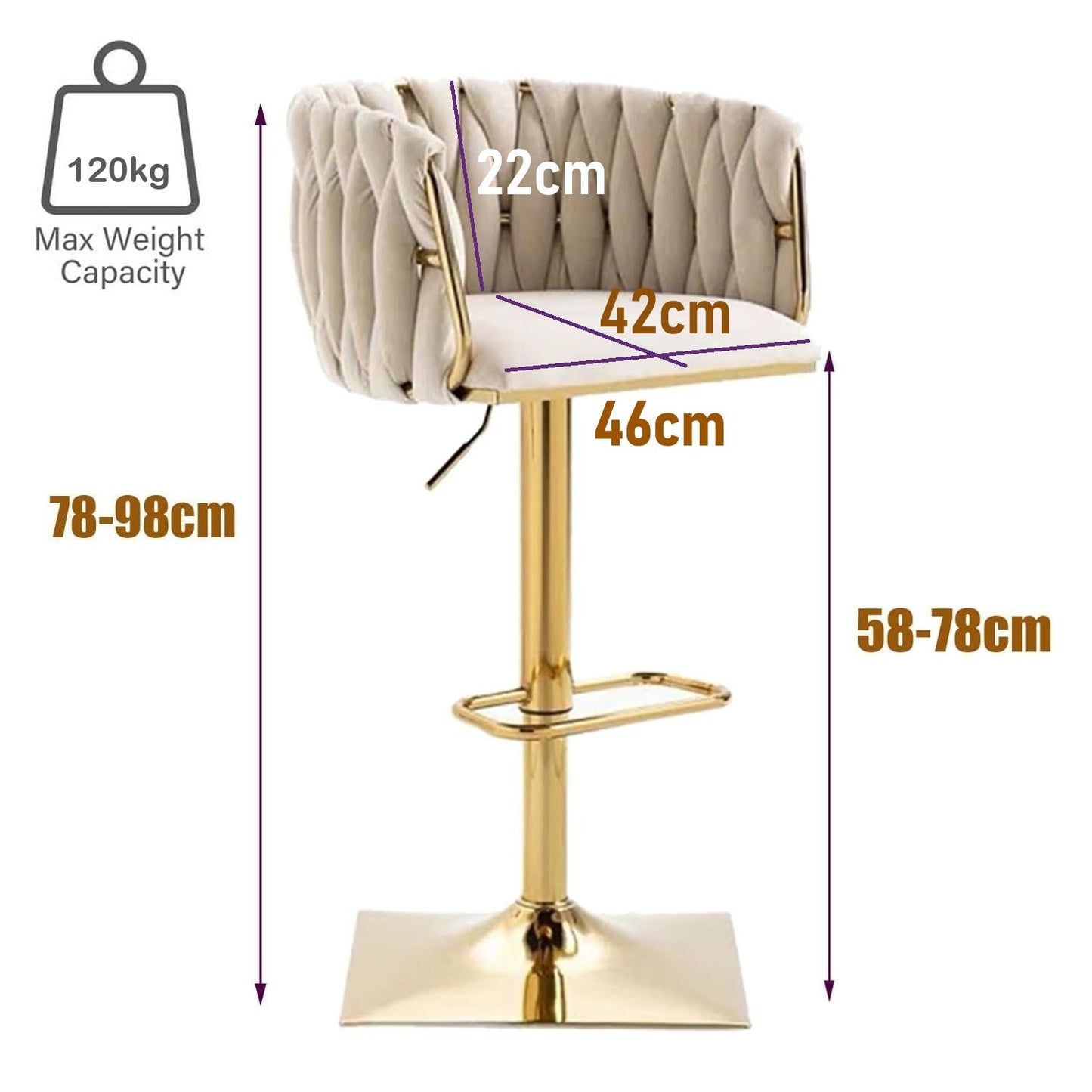 SERENITà Modern Velvet Breakfast Bar Stools Swivel Barstools Adjustable Counter Stools with Backrest Set of 2 iVORY