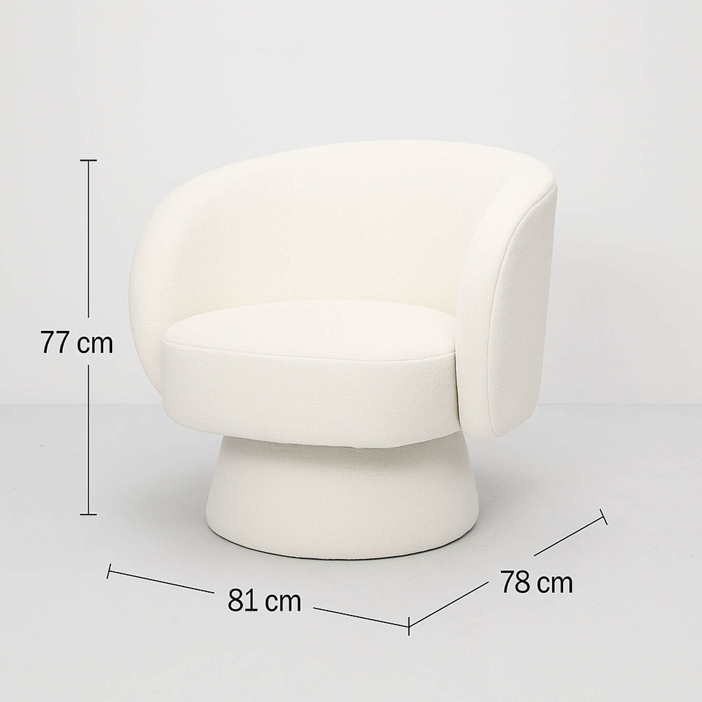 Interior Ave - Celine Swivel Armchair – Chenille Pearl White