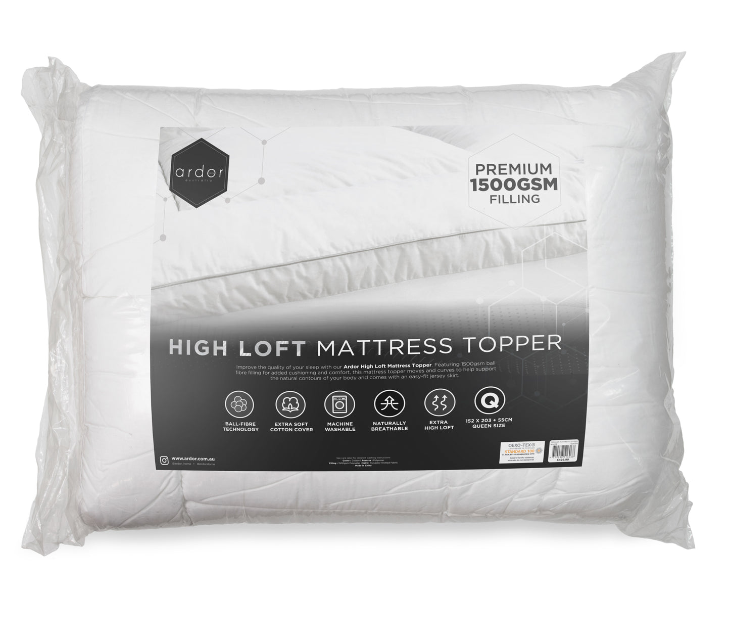 1500GSM Ball fibre MATTRESS TOPPER - KING