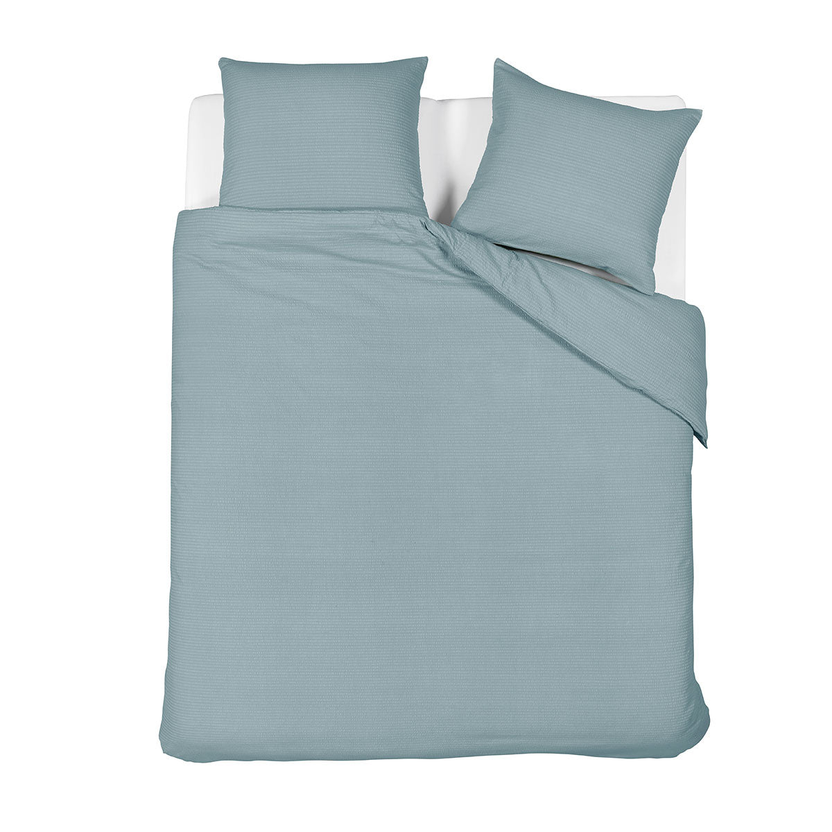 Bedding House Summer Blue Grey Seersucker Cotton Quilt Cover Set Queen
