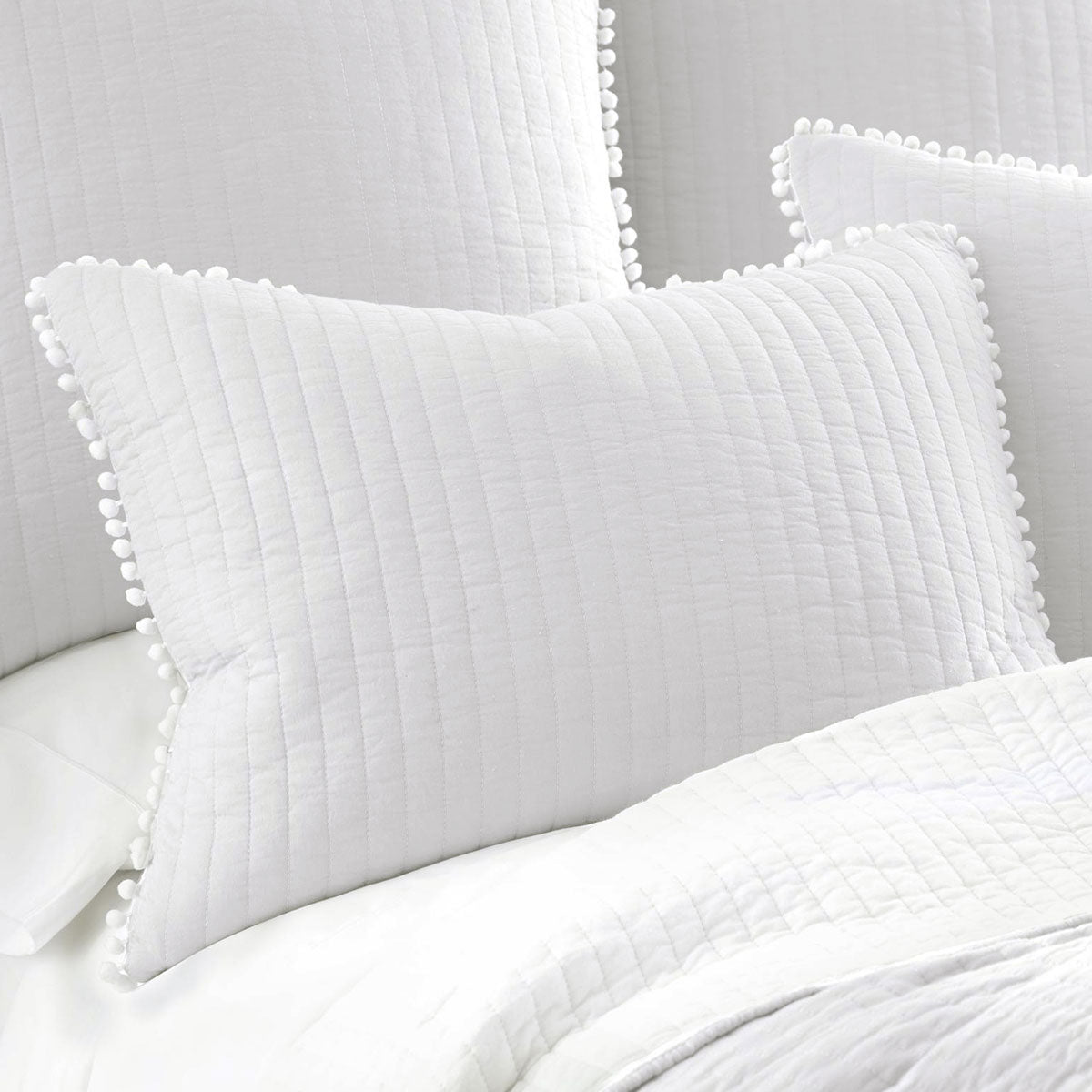 Jenny Mclean Clavo Pompom White 3 Piece 100% Cotton Coverlet Set Queen