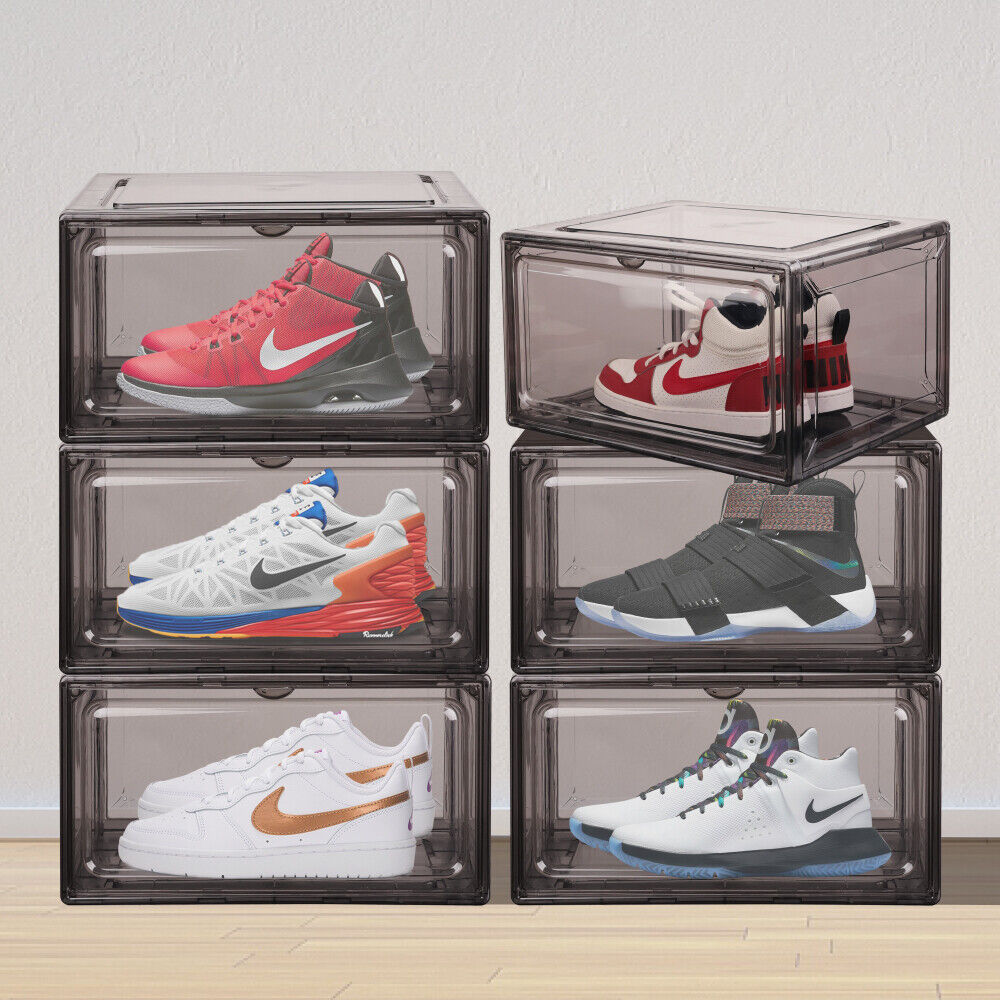 5Pcs Premium Acrylic Shoe Box Sneaker Display Storage Case Boxes Magnetic Door Au