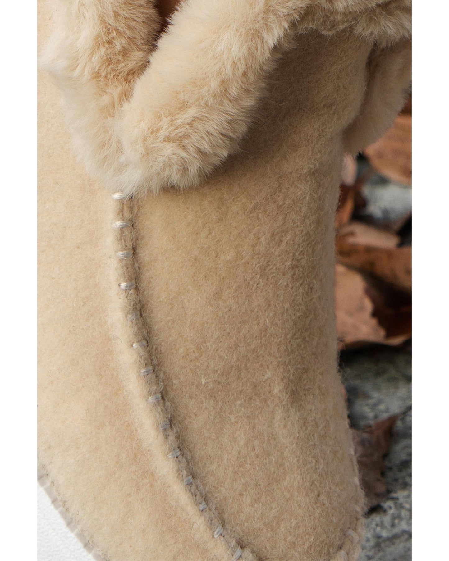 Beige Suede Stitching Patchwork Plush Lined Anklet Boots - 37 EU