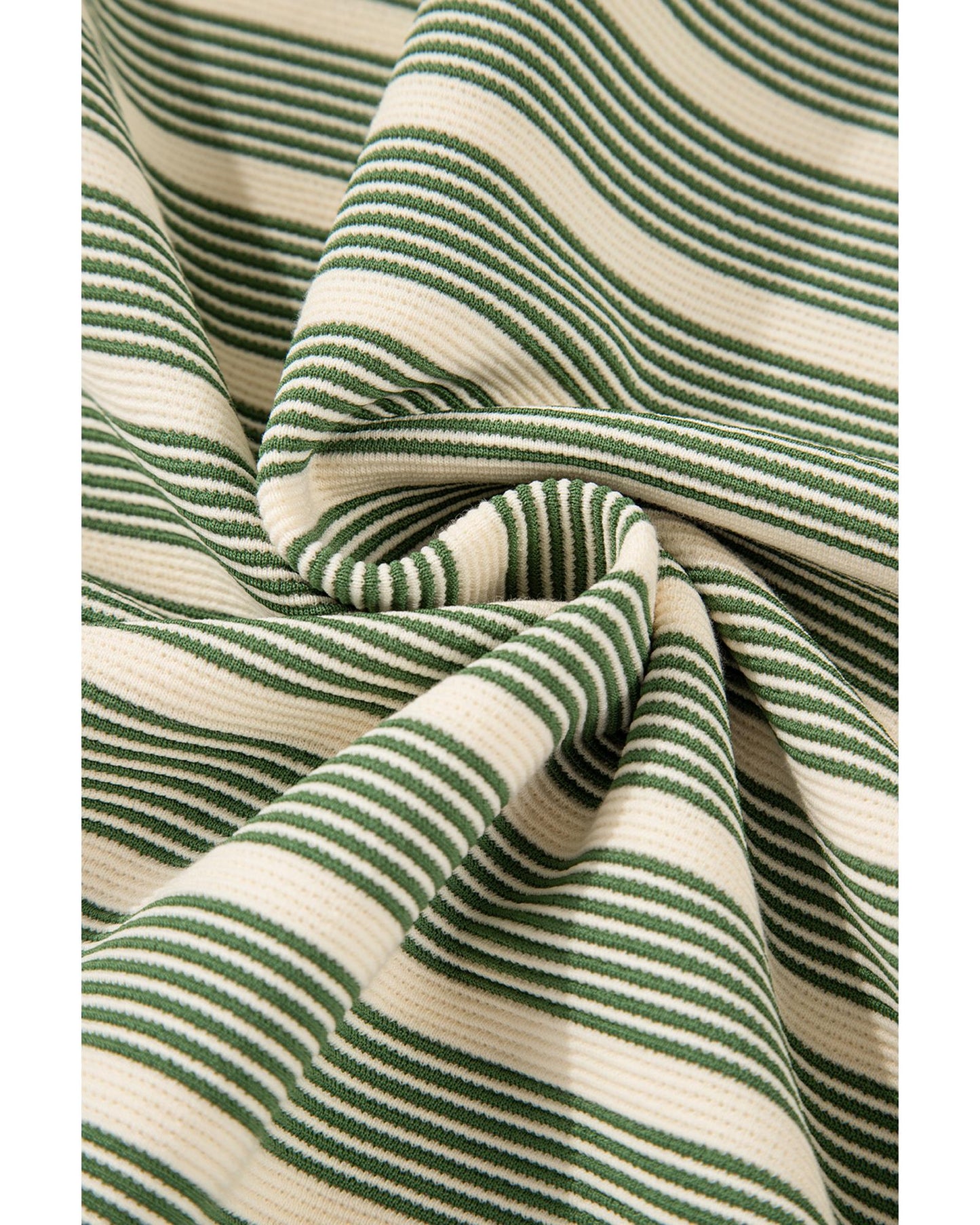 Green Stripe Contrast Edge Short Batwing Sleeve T Shirt - L