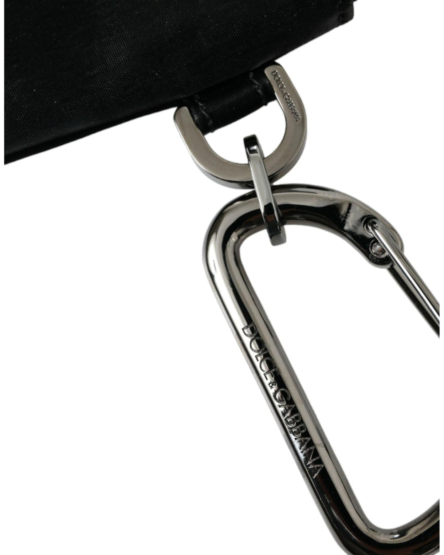 Dolce & Gabbana Men's Black Nylon Logo Plaque Keyring Pouch Clutch Bags - One Size
