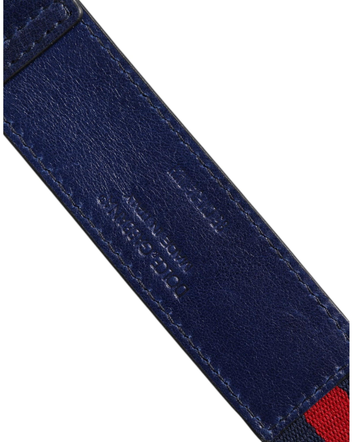 Dolce & Gabbana Men's Blue Cotton Leather Printed Metal Buckle Belt - 85 cm