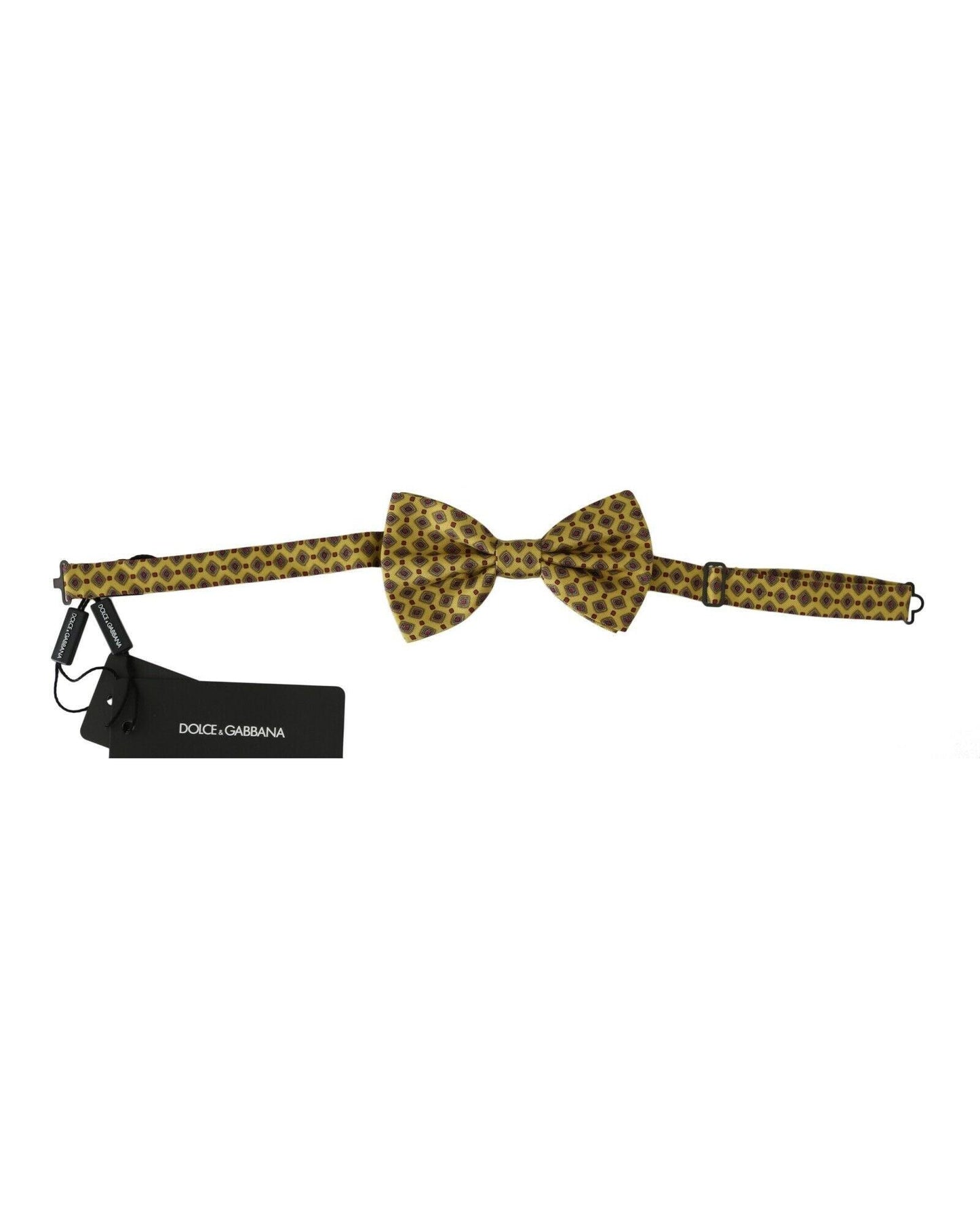 Dolce & Gabbana Men's Yellow Pattern Silk Adjustable Neck Tie - One Size