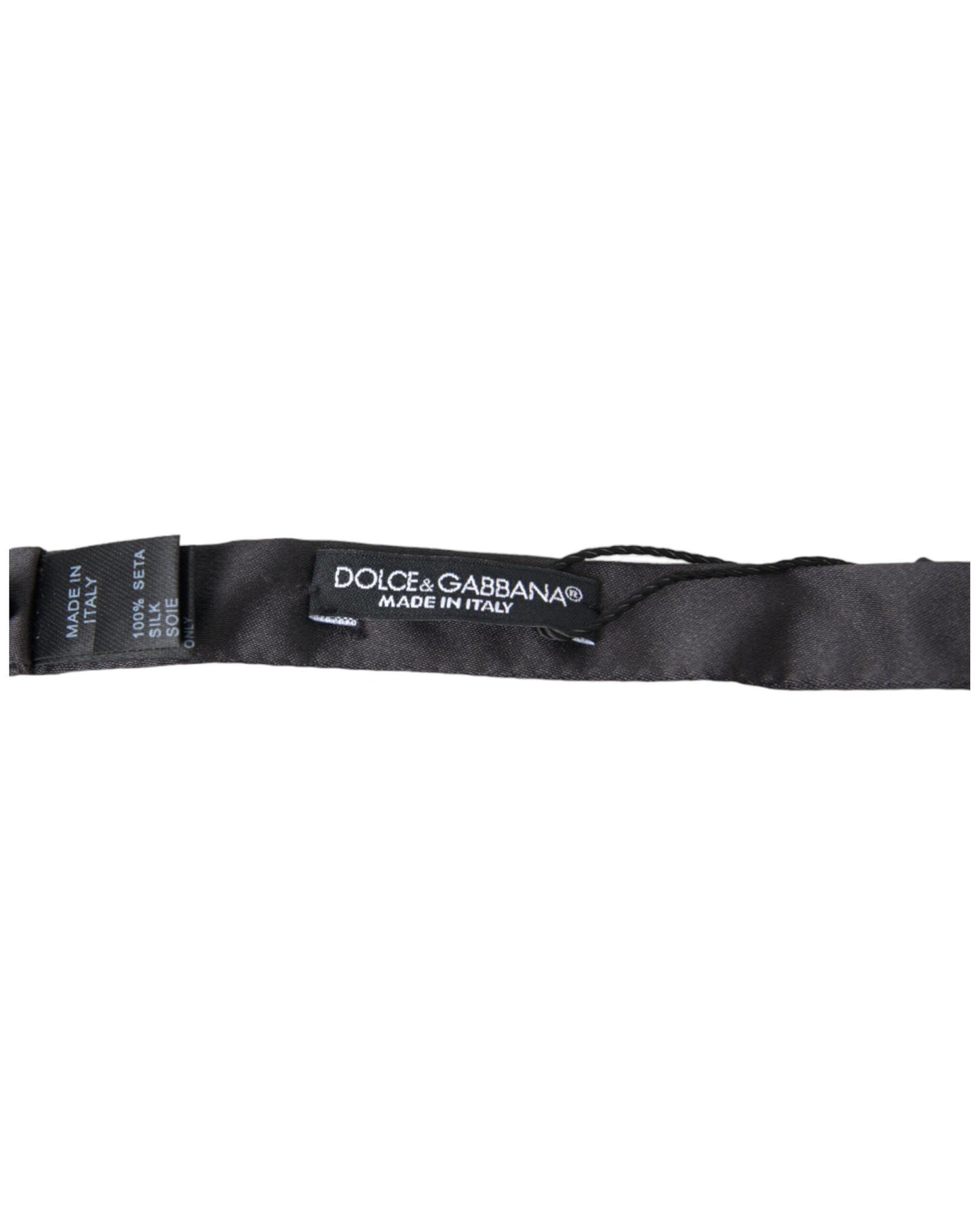 Dolce & Gabbana Men's Dark Gray Silk Adjustable Neck Papillon Bow Tie - One Size