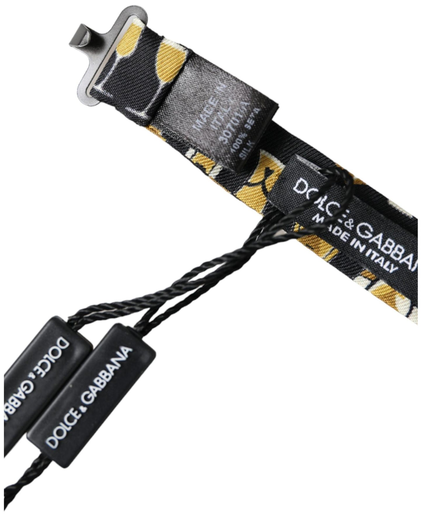 Dolce & Gabbana Men's Black Silk Cocktail Adjustable Neck Bow Tie - One Size