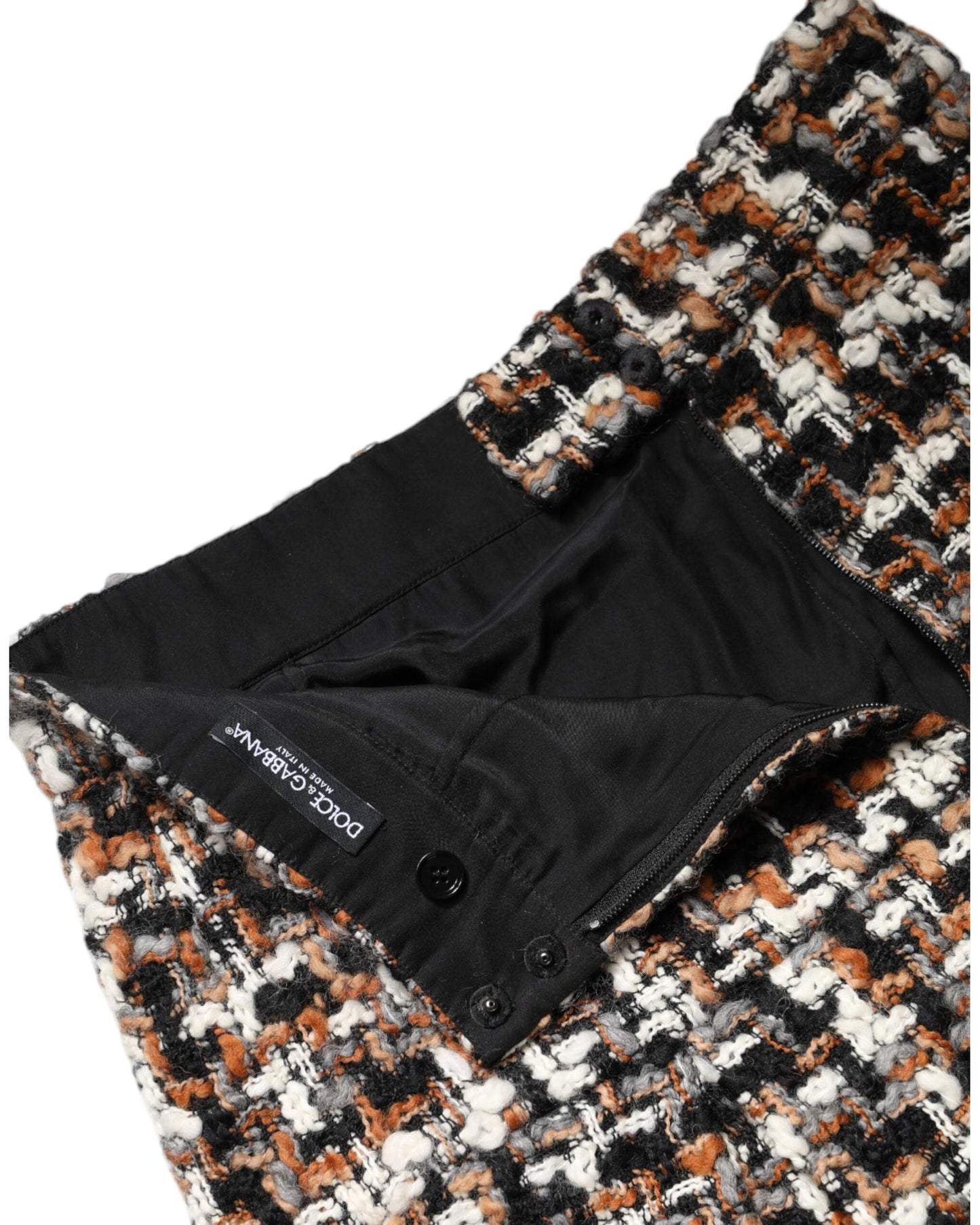 Dolce & Gabbana Women's Multicolor High Waist Tartan Tweed Mini Skirt - 42 IT