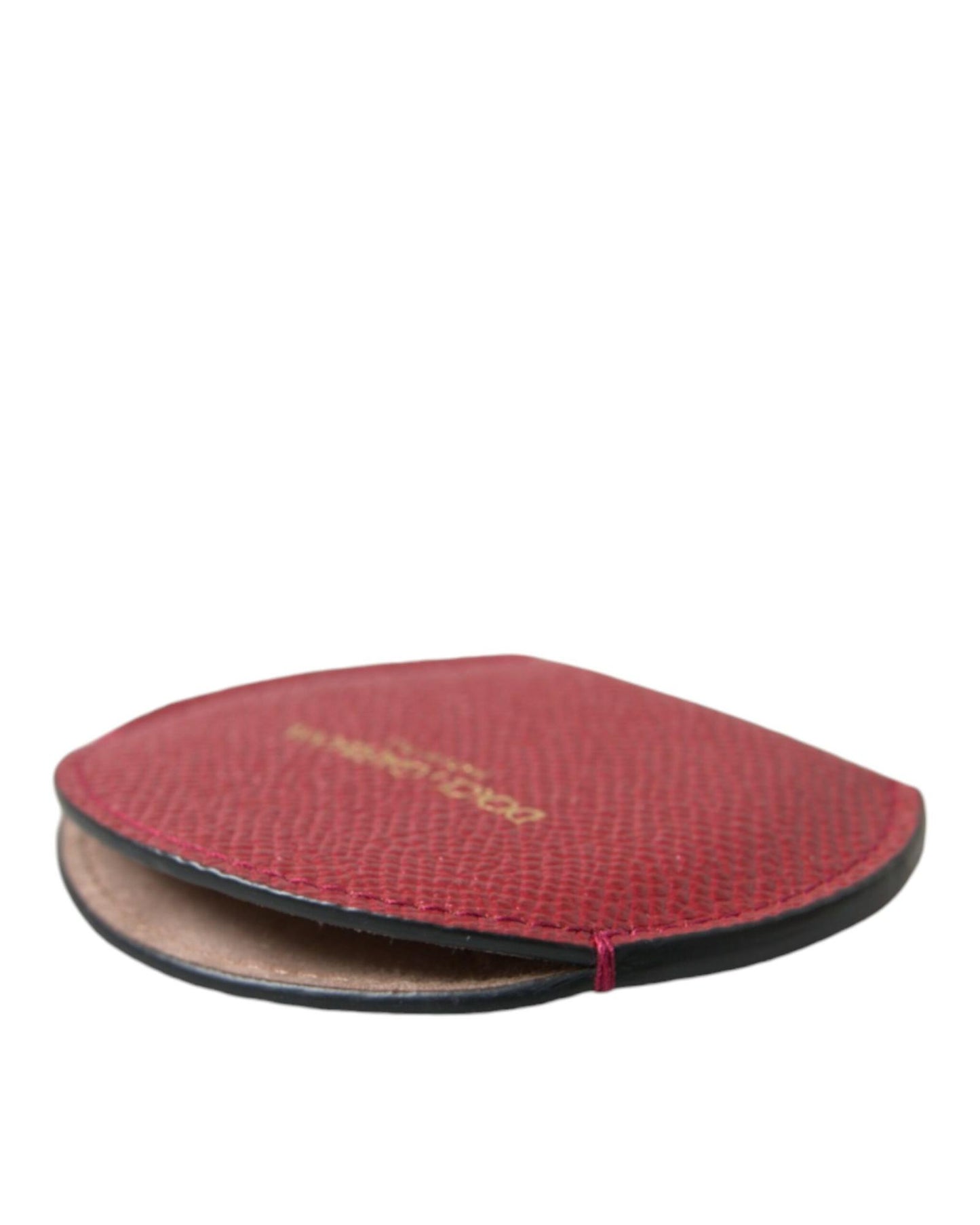 Dolce & Gabbana Women's Red Calfskin Leather Round Logo Hand Mirror Holder - One Size