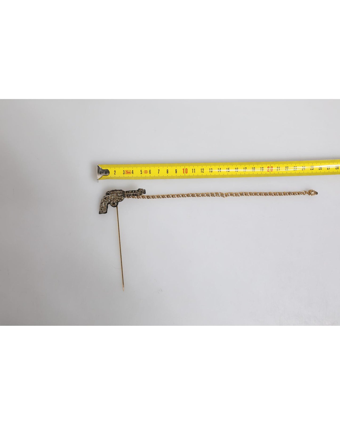 Dolce & Gabbana Men's Black Gold Brass Copper Revolver Brooch Lapel Pin - One Size