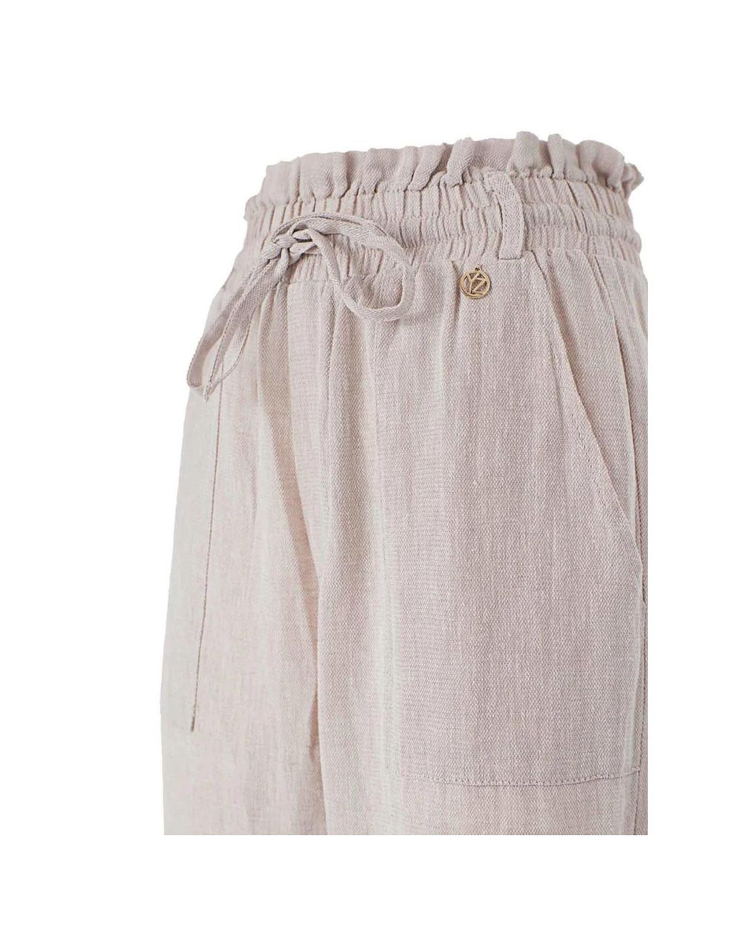 Yes Zee Women's Beige Linen Jeans & Pant - L