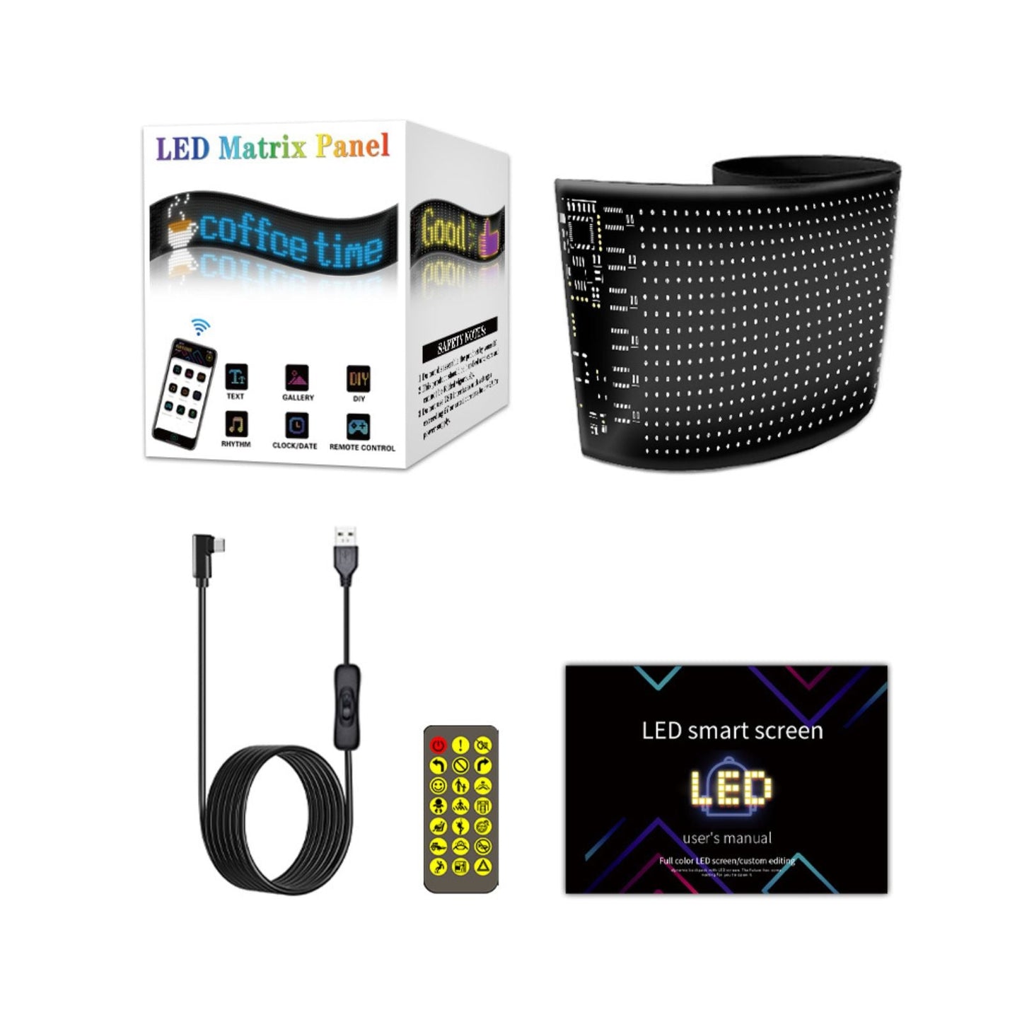 Programmable LED Matrix Panel Flexible Screen IP65 with APP Control 120*595mm