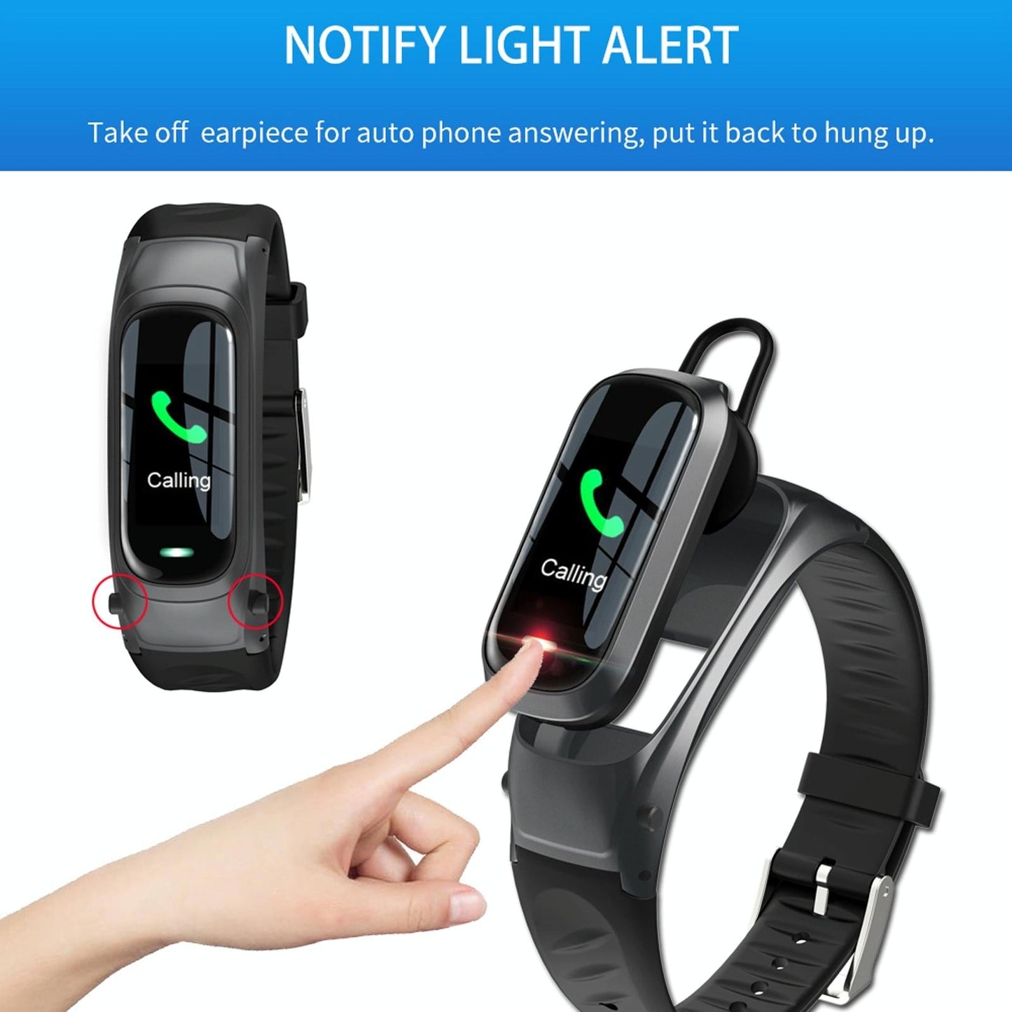 Smart Bracelet With Ai Voice Sleep & Heart Rate Monitoring Call Rejection - Black
