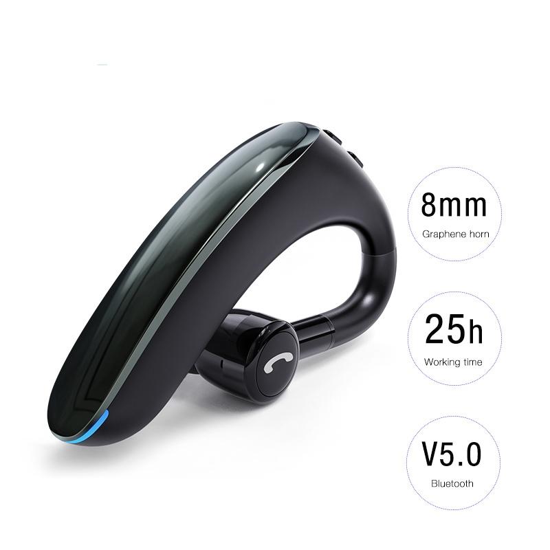 180 Degree Rotating Wireless Bluetooth Car Handsfree Earphones - Black Gray