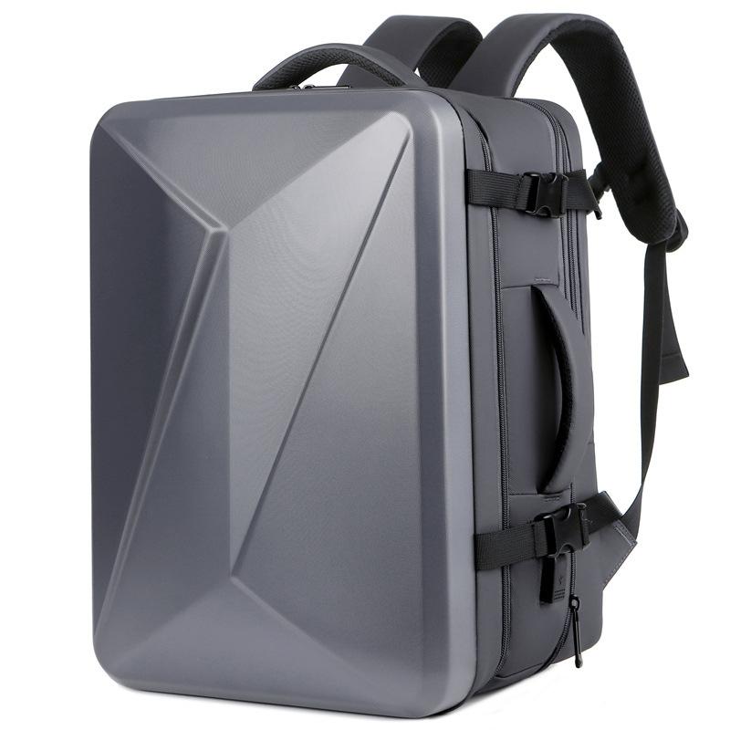 Waterproof Expandable Hard Shell Backpack with Usb Charging - Large Capacity Black - 161 Dark Gray