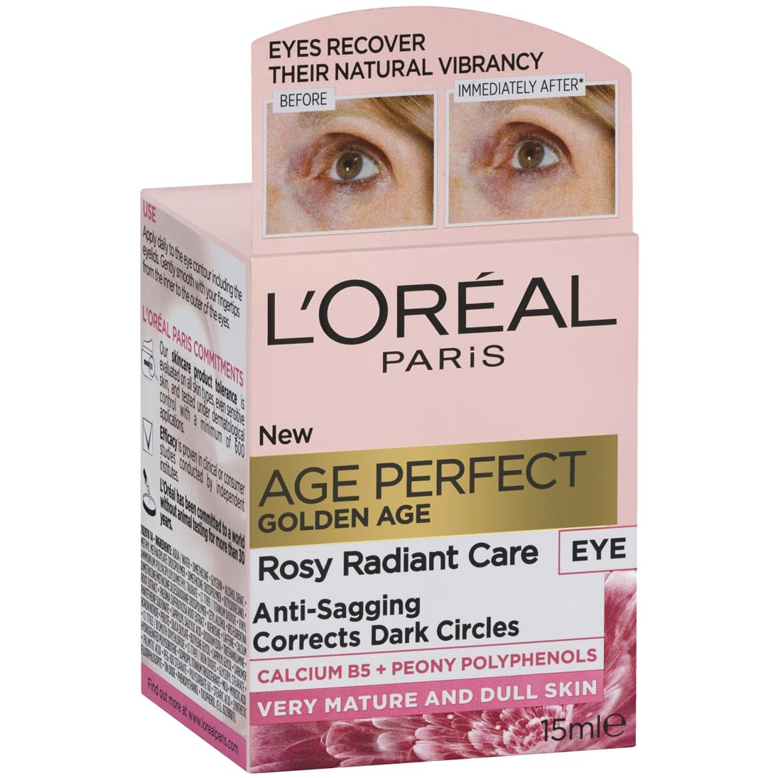 LOreal Paris Golden Age Perfect Rosy Radiant Eye Cream Anti Sagging Mature to Dull Skin 15ml