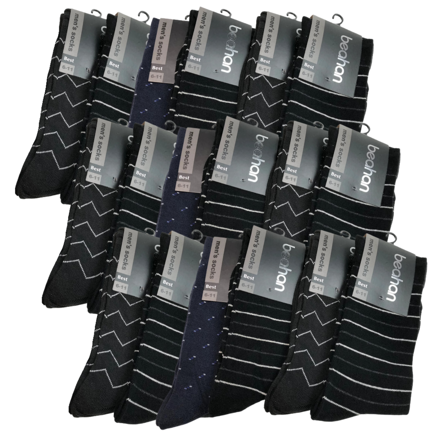 18 Pairs COTTON BUSINESS SOCKS Mens Dress Crew Plain Work Casual BULK - Assorted - 6-11