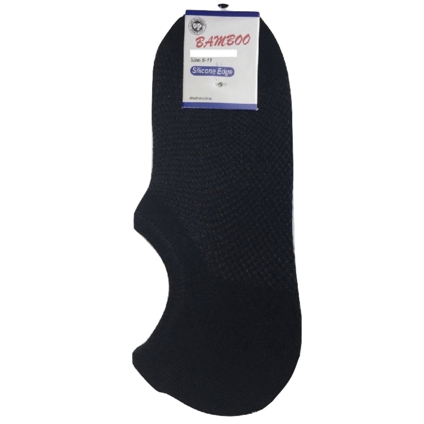 1 Pair NO SHOW BAMBOO SOCKS Non Slip Heel Grip Low Cut Invisible Footlet - Black - 2-8