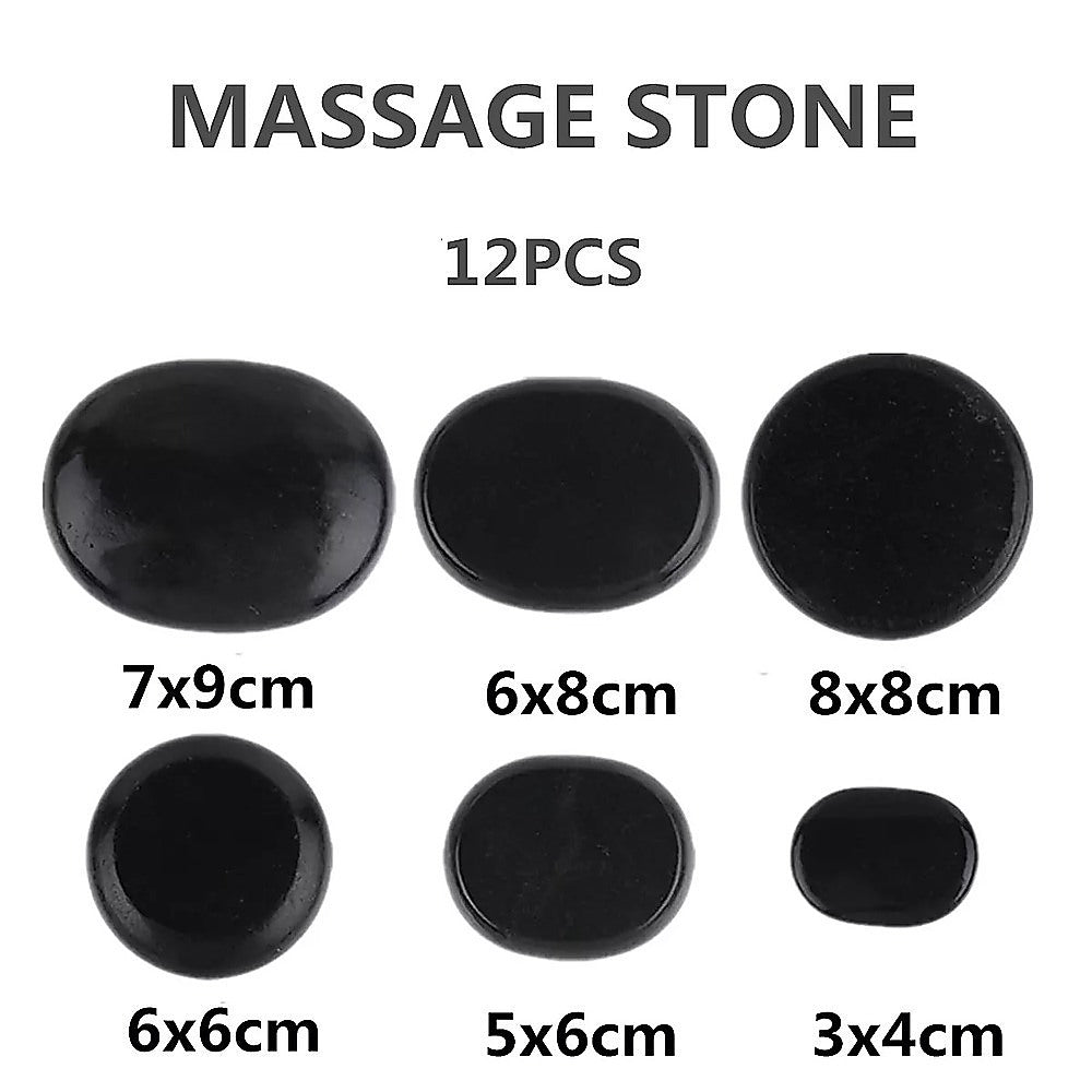 12pcs Hot Massage Stone Basalt Stones Kit Set Rock SPA Oiled Massage Tool
