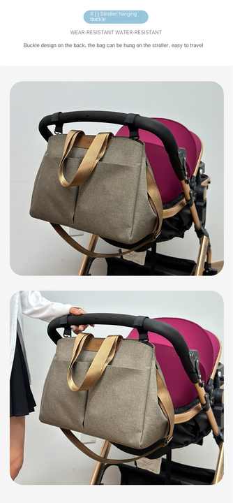 Brown Multi-functional Baby Diaper Bag with Changing Mat - Travel & Stroller-Friendly Design