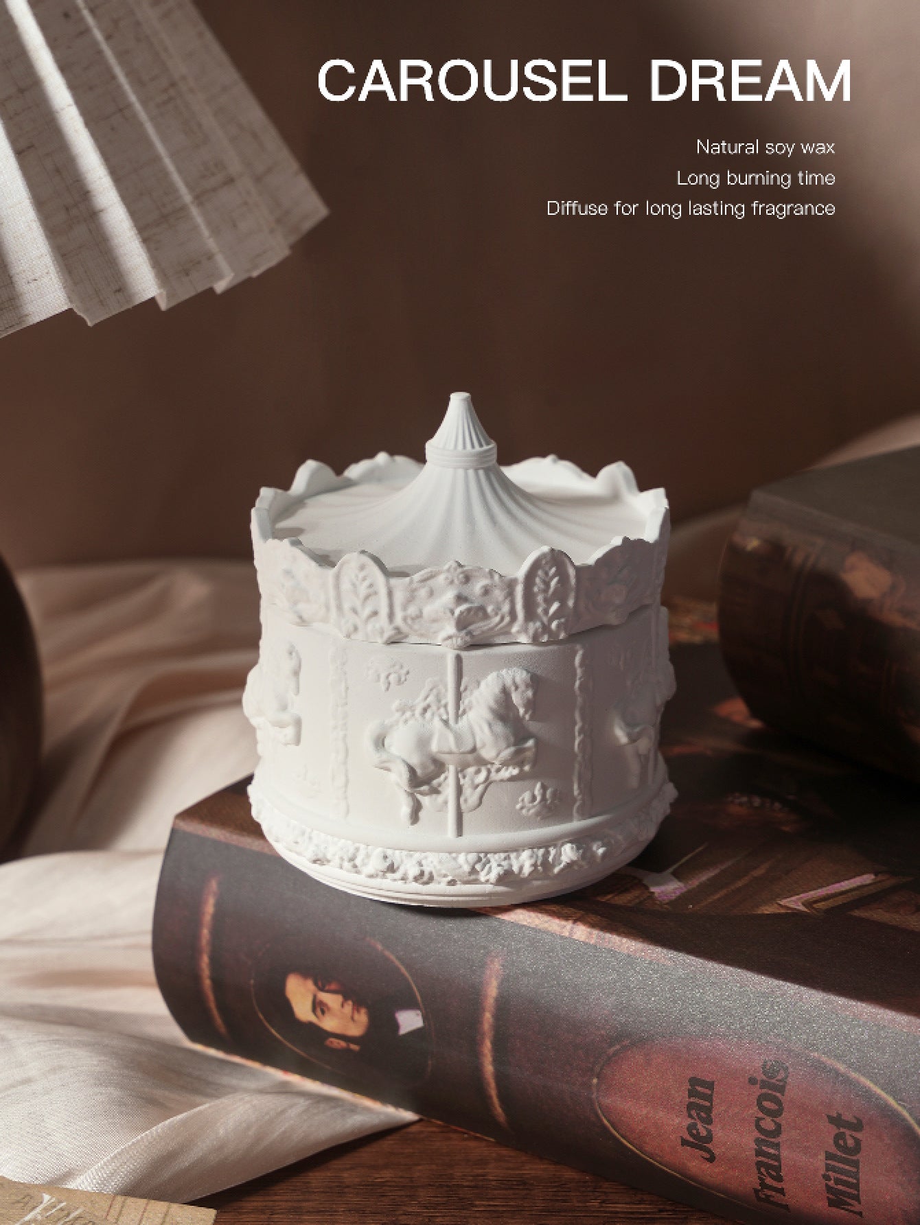 (Blue bell)Rotating Carousel Soy Candle - Unique Home Decor & Gift