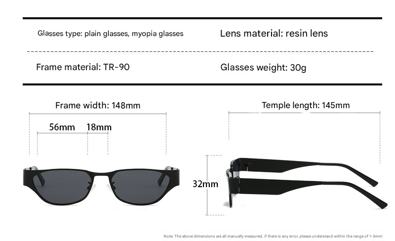 Black Frame Black and Gray Sheet Retro Cat-Eye Metal Sunglasses for Women - UV Protection Stylish Streetwear Shades