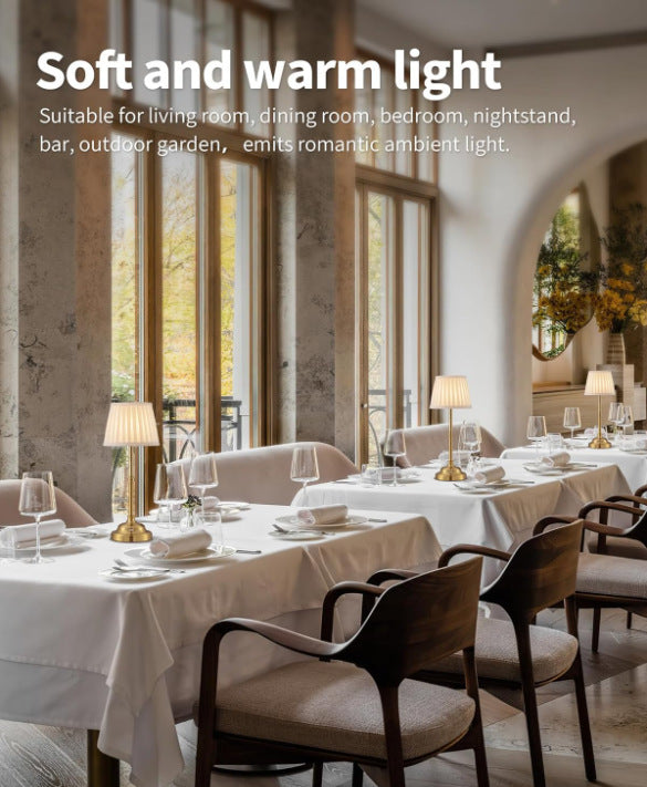 Black and White Elegant Rechargeable Fabric Shade LED Lamp - Cordless Touch Stepless Dimmable Table Light