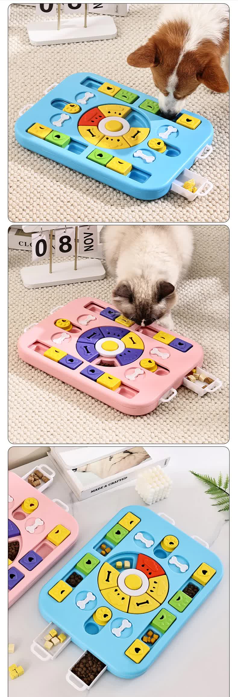 Pink Advanced Interactive Dog Puzzle Toy - Multi-Mechanism Treat Dispensing Slow Feeder for Mental Enrichment