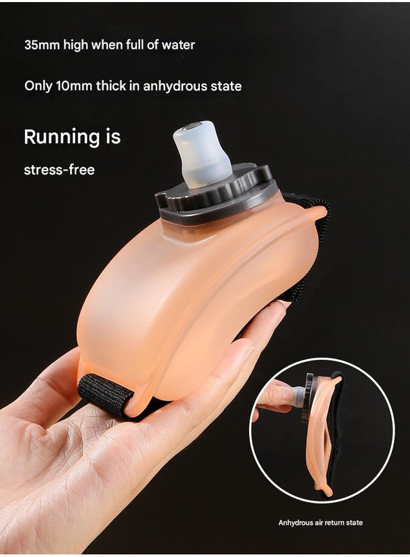 Wearable Sports Wrist Water Bottle - 200ml BPA-Free Silicone Flask with Adjustable Strap & Bite Valve(Black)