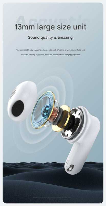 TWS Wireless Earbuds with Bluetooth 5.3 - 13mm Drivers, 21H Playtime, LED Charging Case(grey)