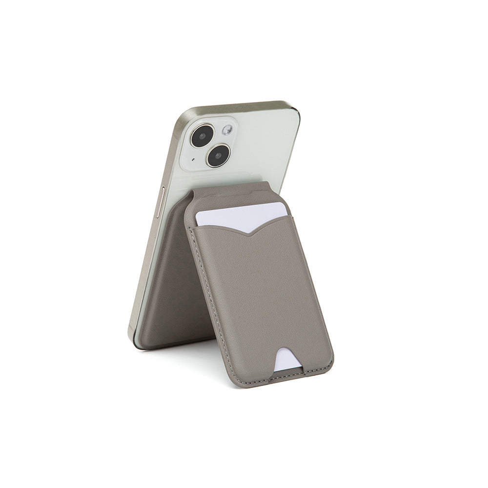 Brown Chic MagSafe Wallet with Mirror & Stand - PU Leather Card Holder for iPhone 12-16 Series