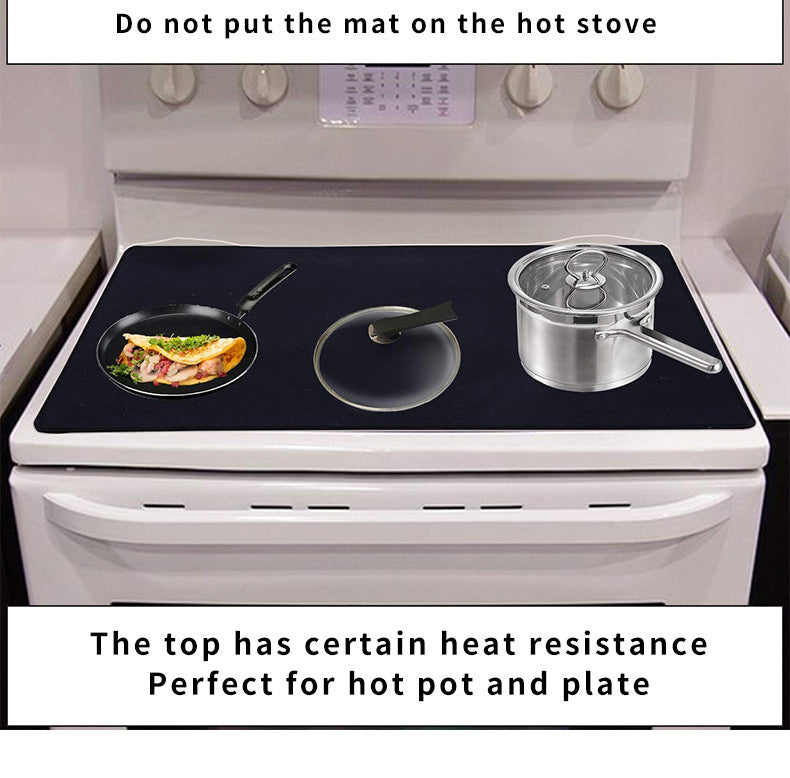 Black Premium Heat Resistant Stovetop Protector Mat - Waterproof, Anti-Slip & Easy Clean Kitchen Guard (42x28cm)