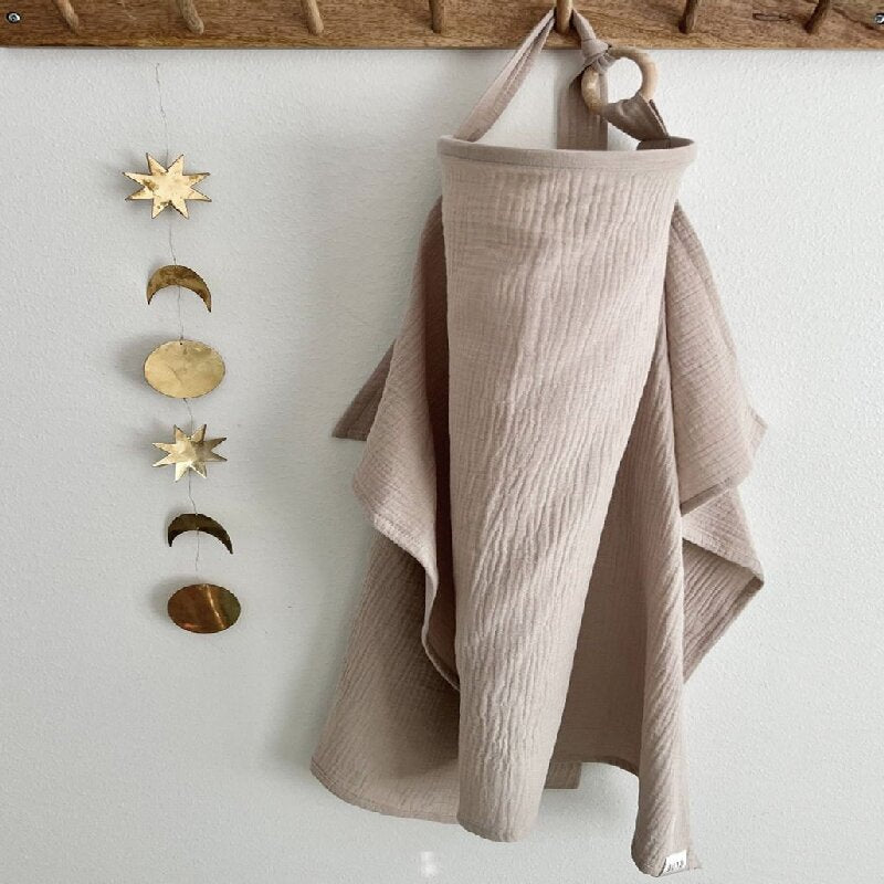 White rainbow Soft Muslin Cotton Nursing Cover - Breathable Breastfeeding Apron for Privacy