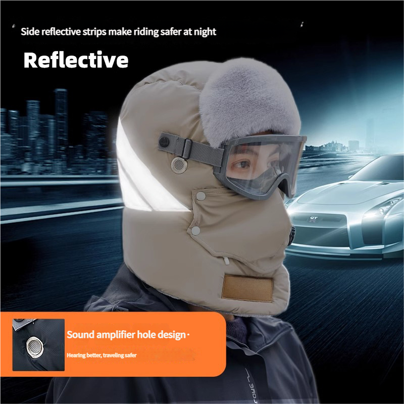 Anti-Fog Thermal Cycling hat - Reflective Safety & Voice Amplification(black)