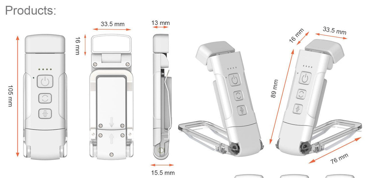 Portable Clip-On LED Reading Light - USB Rechargeable, 3 Color Modes & 5 Brightness Levels(black)