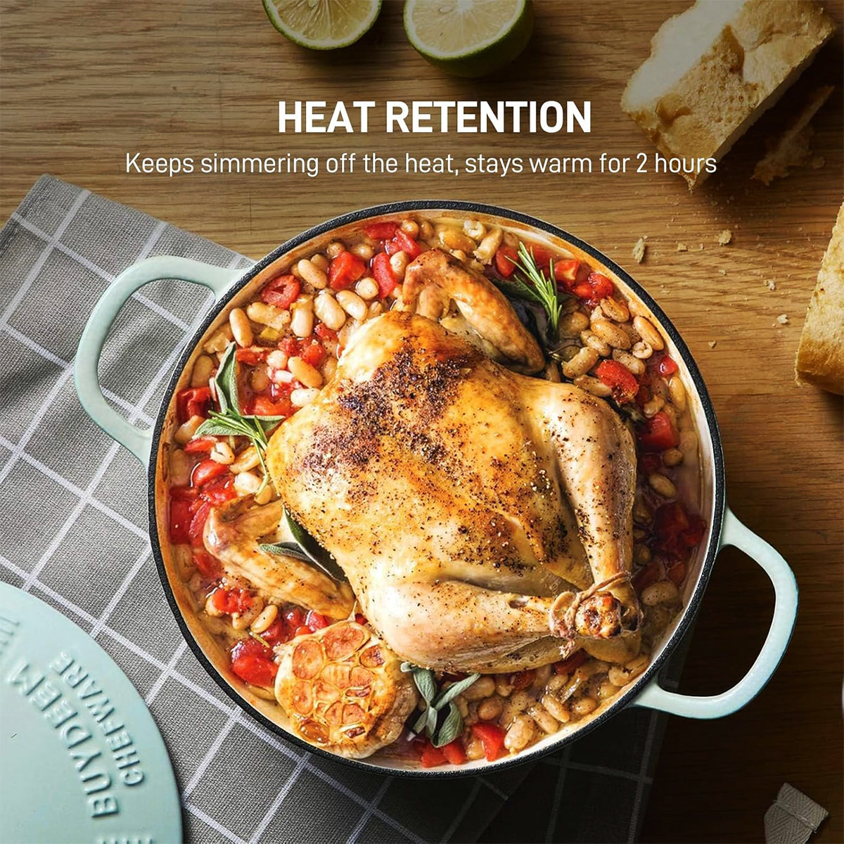 BUYDEEM CP521 Enameled Cast-Iron Dutch Oven