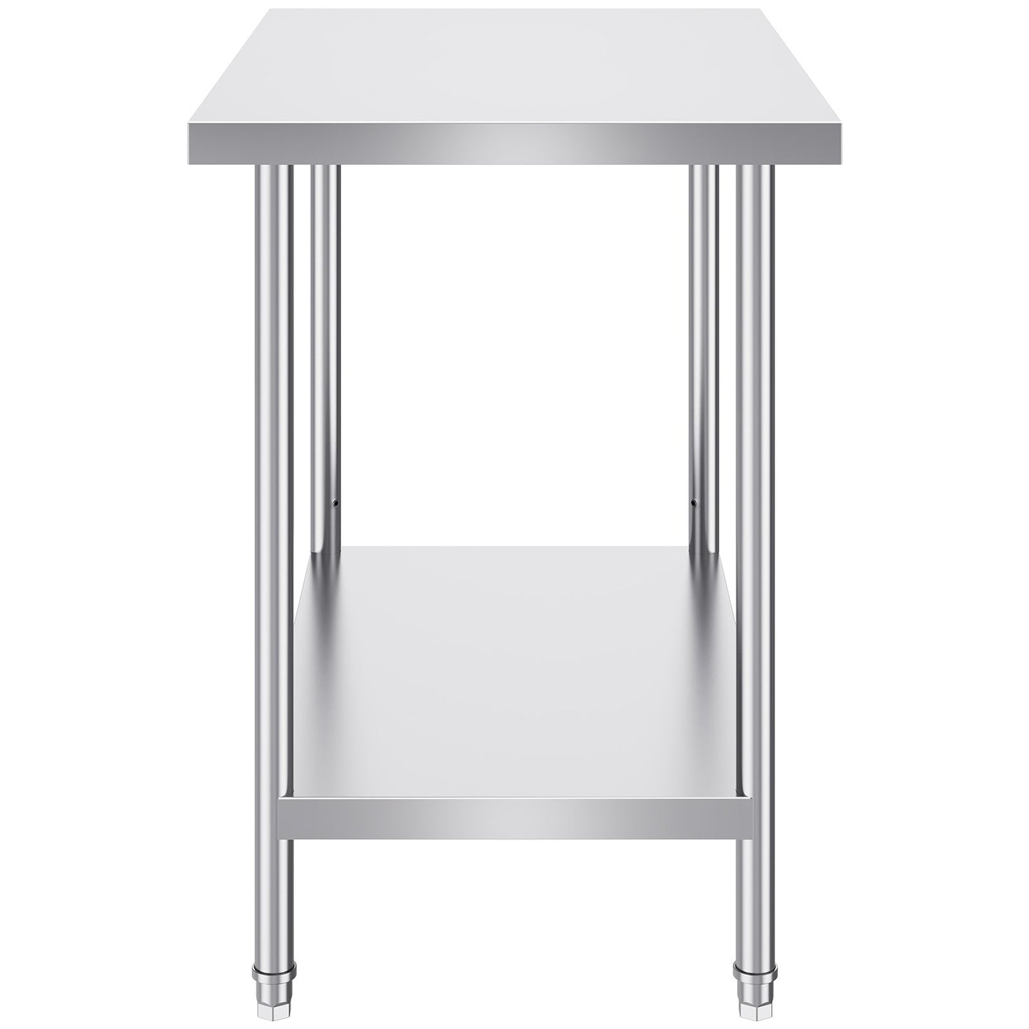 VEVOR Stainless Steel Prep Table, 24 x 36 x 34 Inch, Heavy Duty Metal Worktable with 3 Adjustable Height Levels, Commercial Workstation for Kitchen Garage Restaurant Backyard