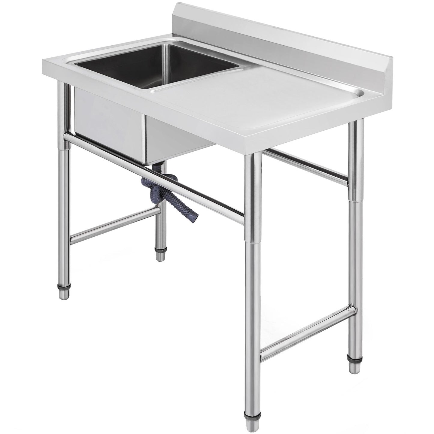 VEVOR Handmade Sink Non-magnetic Stainless Steel Kitchen Sink Hand Made 1 Compartment 40.6 x 39.4 x 25.4 cm Capacity Huge Tub Sink with Right Hand Platform for Farmhouse Cafe Shop Hospital