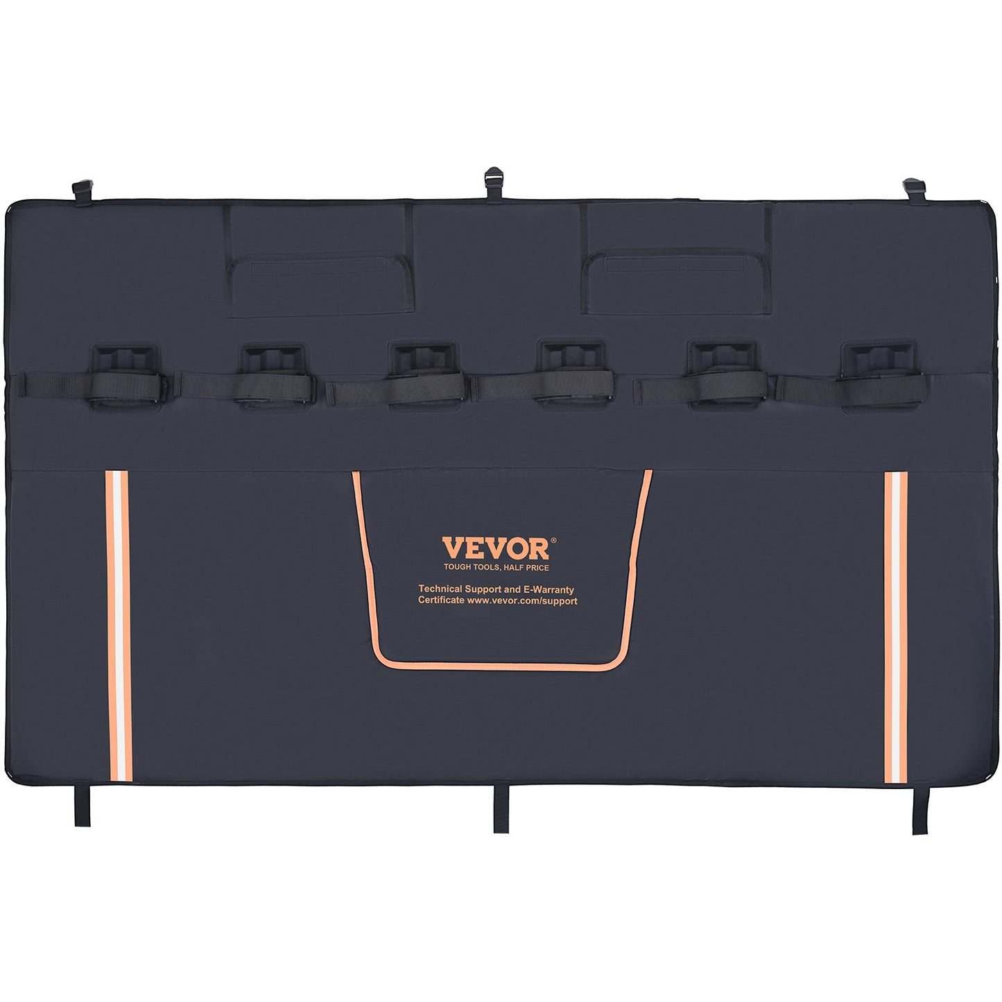 VEVOR Tailgate Bike Pad, 62" Truck Tailgate Pad Carry 6 Mountain Bikes, Upgraded Grooves Tailgate Protection Pad with Reflective Strips and Tool Pockets, with Camera Opening for Most Pickup Trucks