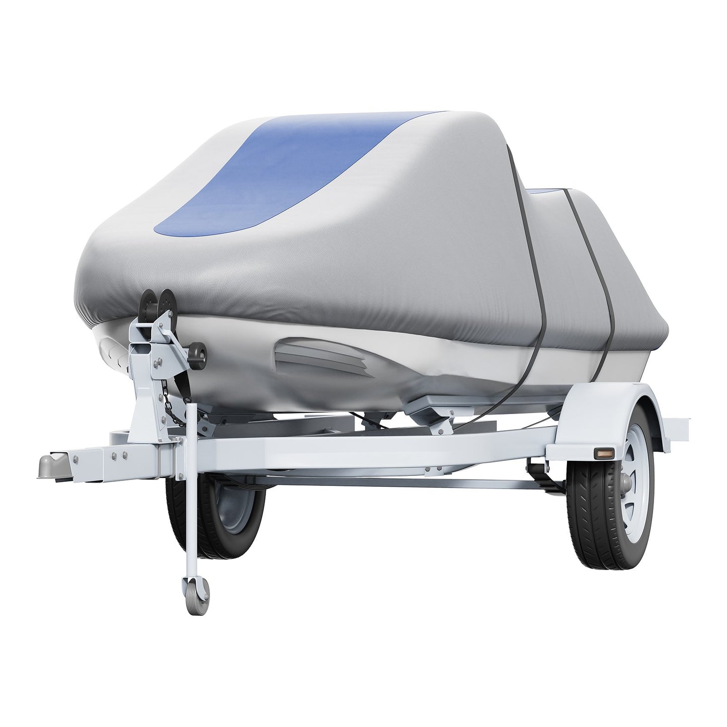 VEVOR Jet Ski Cover 320-342 cm Trailerable Waterproof PWC Cover, Heavy-duty 600D Marine Grade PU Oxford Fabric, UV Resistant Seadoo Cover with Buckle Straps, Personal Watercraft Covers, Grey+Blue