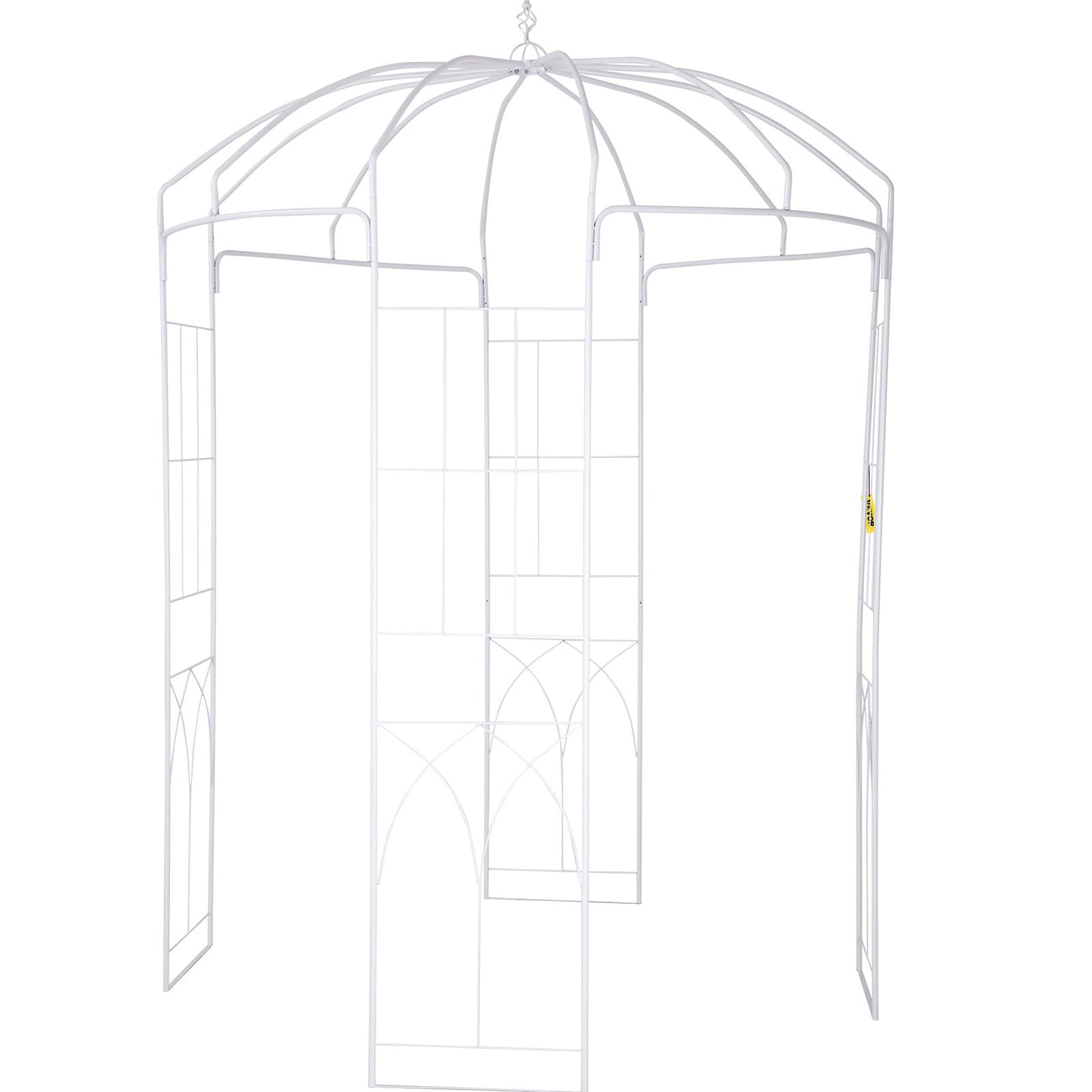 VEVOR Birdcage Shape Garden Arbor, 9\' High x 6.6\' Wide, Heavy Duty Wrought Iron Arbor, Wedding Arch Trellis for Climbing Vines in Outdoor Garden, Lawn, Backyard, Patio, White