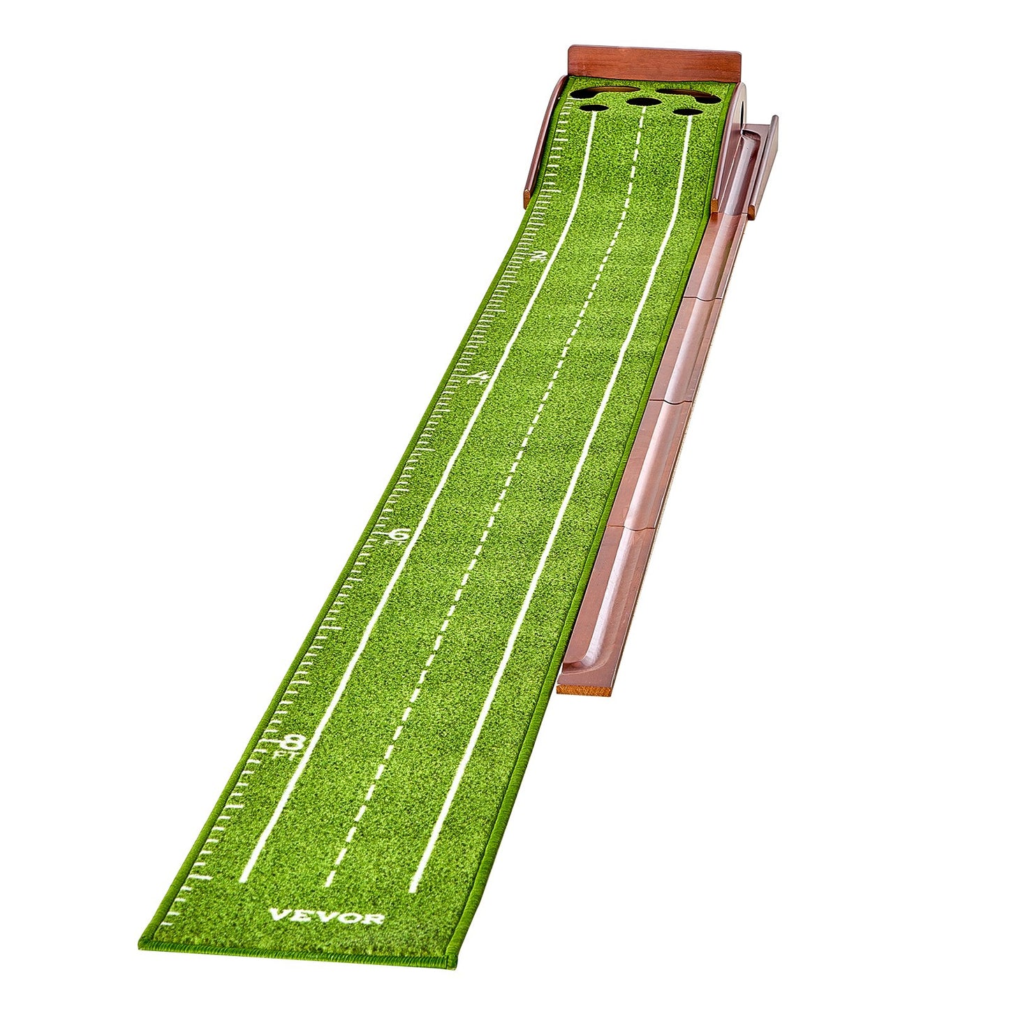 VEVOR Golf Putting Mat, 5 Hole Indoor Golf Putting Green, Wrinkle-Free Golf Training Aid, Mini Golf Set with Auto-Ball Return, Alignment Guide, 3 Ball, Wood Base, Game Practice Gift for Home Offic