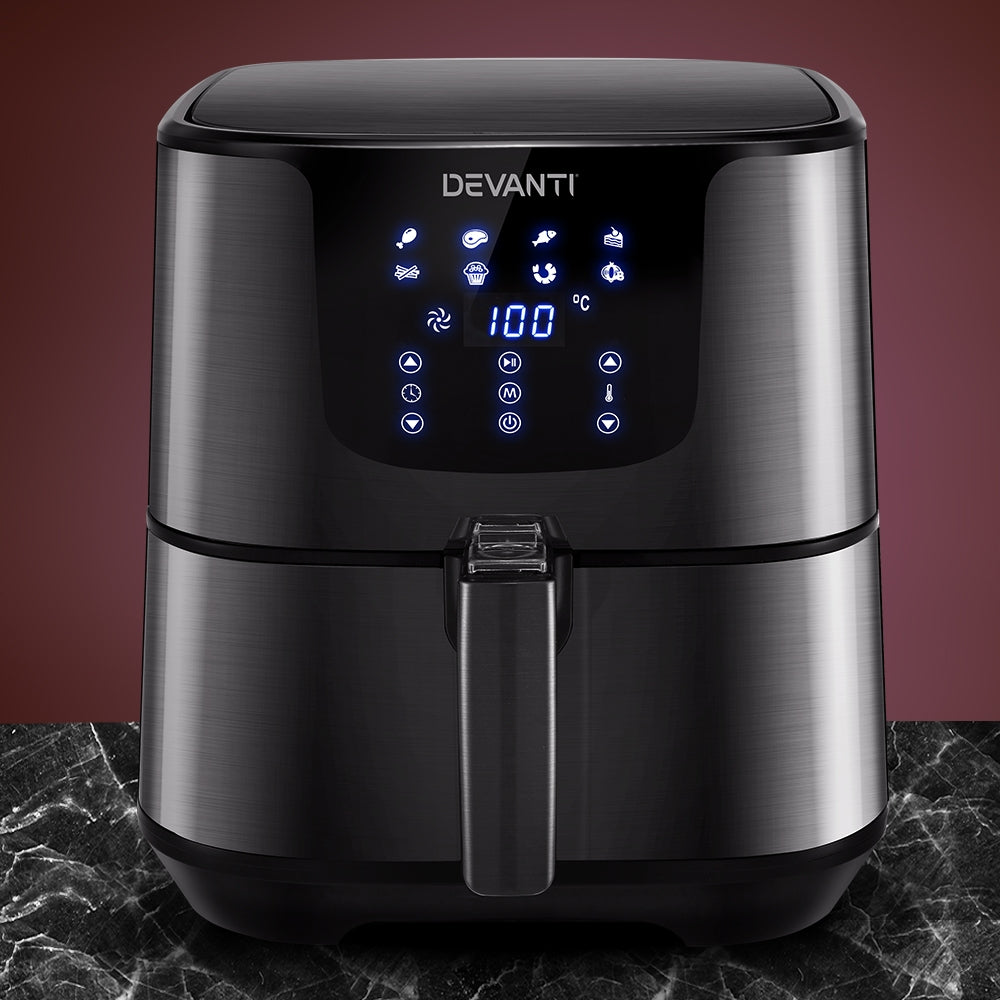 Devanti Air Fryer 7L LCD Fryers Black