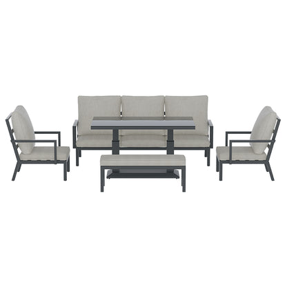 Gardeon 5-Piece Outdoor Furniture Setting Table Chair Set Aluminium Sofa 7-Seater